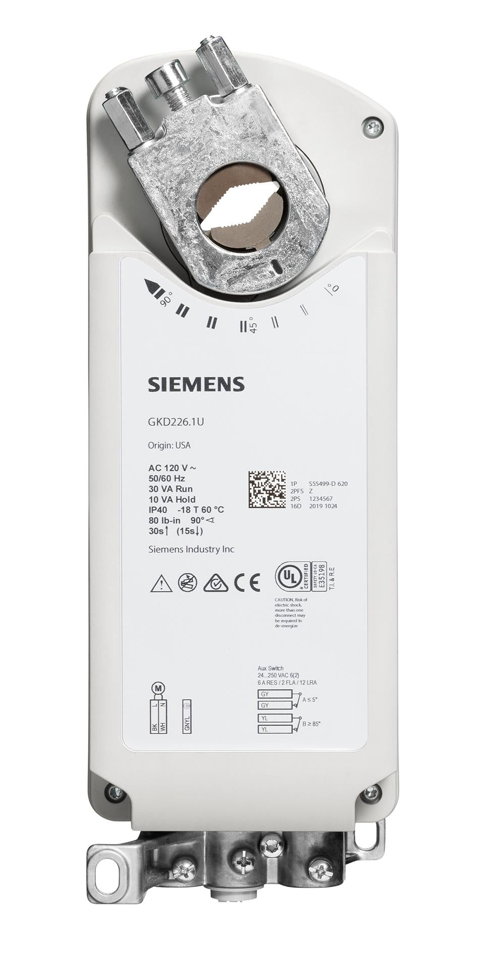 SIEMENS Siemens GKD226.1U damper actuator 120 VAC (95 Deg)