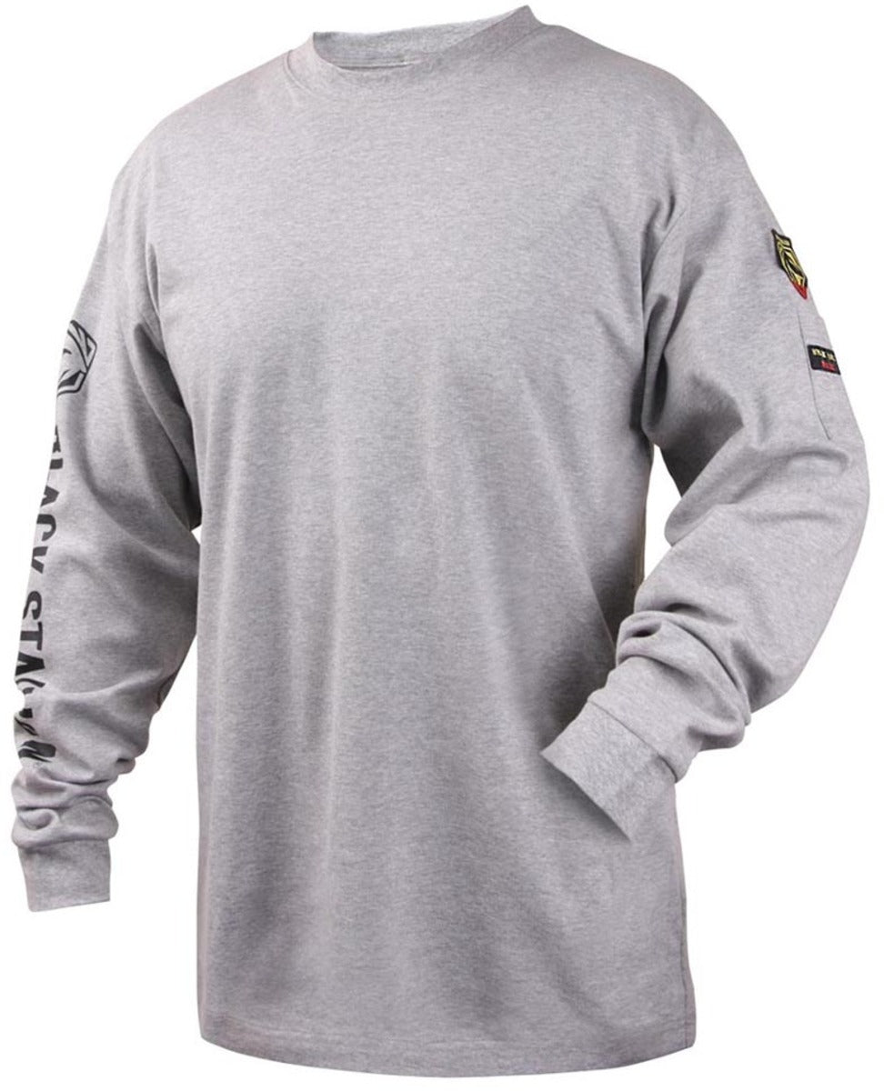 BLACK STALLION Black Stallion TF2510-GY-MED NFPA 2112 FR Cotton Knit Long-Sleeve T-Shirt (Medium) TF2510-GY-MED