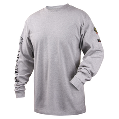 BLACK STALLION Black Stallion TF2510-GY-MED NFPA 2112 FR Cotton Knit Long-Sleeve T-Shirt (Medium) TF2510-GY-MED