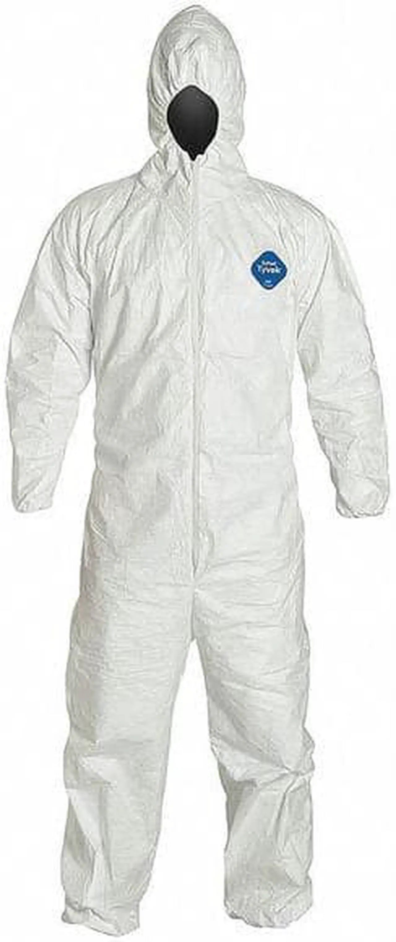 DUPONT Dupont TY127SWH2X0025VP Tyvek 400 Coverall Serged Seam Attached Hood Elastic Waist Elastic Wrists and Ankles Front Zip Storm Flp 2XL Vend Pack