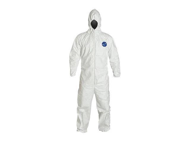 DUPONT Dupont TY127SWH2X0025VP Tyvek 400 Coverall Serged Seam Attached Hood Elastic Waist Elastic Wrists and Ankles Front Zip Storm Flp 2XL Vend Pack