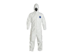 DUPONT Dupont TY127SWH2X0025VP Tyvek 400 Coverall Serged Seam Attached Hood Elastic Waist Elastic Wrists and Ankles Front Zip Storm Flp 2XL Vend Pack