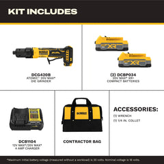 DEWALT Dewalt DCG420E2 Atomic 20V Max Die Grinder Kit (2 Batteries)