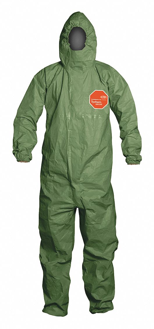 DUPONT Dupont QS127TGR2X000400 Tychem 2000 SFR Hooded Protective Coverall 2X-Large Pack of 4