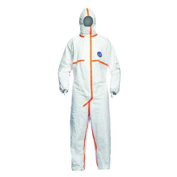 DUPONT Dupont TJ198TWH4X0025PI Tyvek 800 Coverall Taped Seams Attached Hood Elastic Wrists and Ankles Storm Flap (4X-Large / 25 per case)