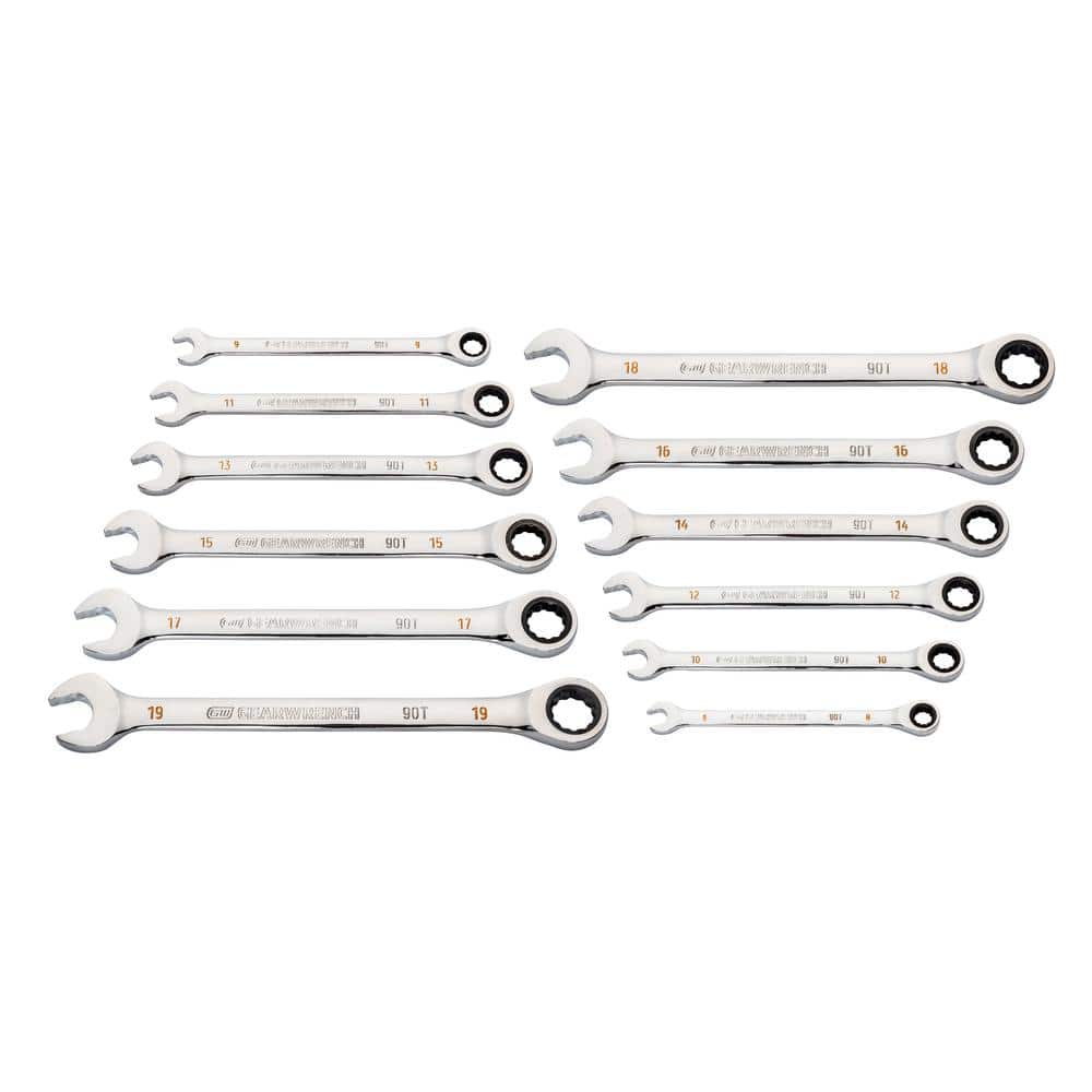 GEARWRENCH Gearwrench 86928 90 Tooth 12 Point Metric Combination Ratcheting Wrench Set 16 8-25 mm (4 Degree)