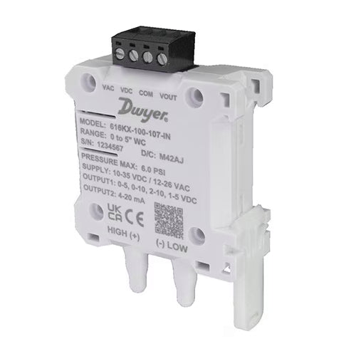 DWYER Dwyer 616KX-025-110-IN Differential Pressure Transmitter 10 to 35 Vdc (0 to 20 in w.c., 0.25% FSO)