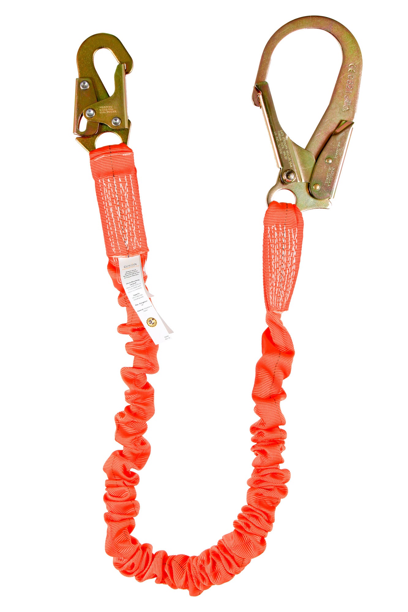 GUARDIAN FALL PROTECTION Guardian Fall Protection 01297 Single-Leg Stretchable Lanyard With Rebar Hook 4-1/2 - 6 ft