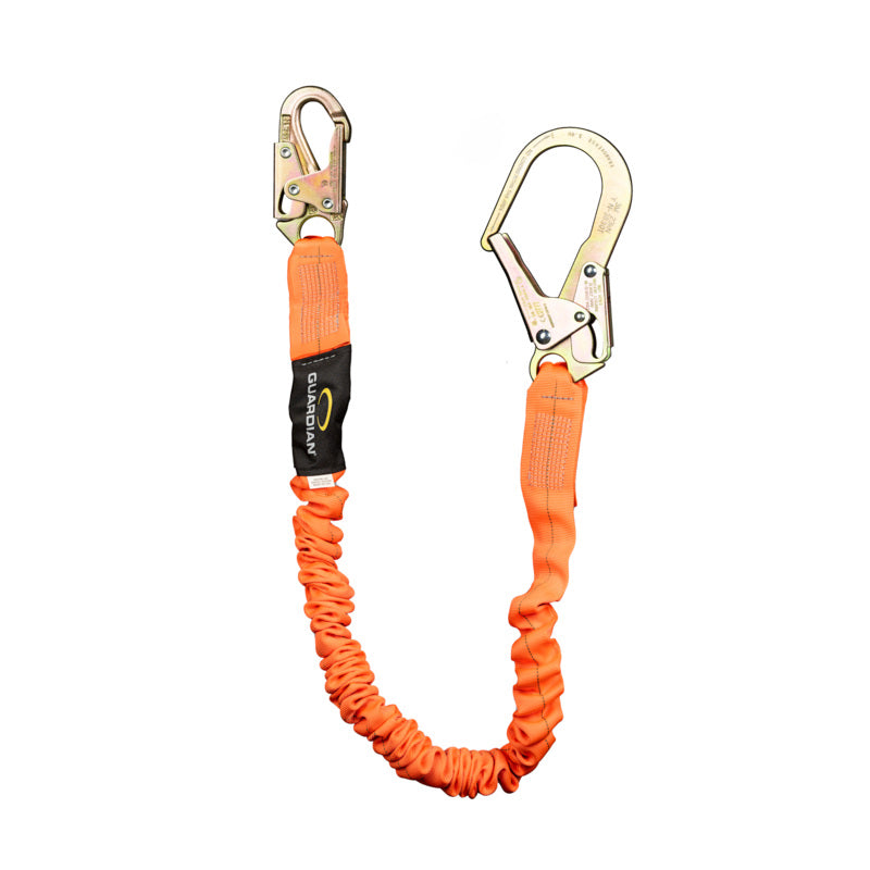 GUARDIAN FALL PROTECTION Guardian Fall Protection 01297 Single-Leg Stretchable Lanyard With Rebar Hook 4-1/2 - 6 ft
