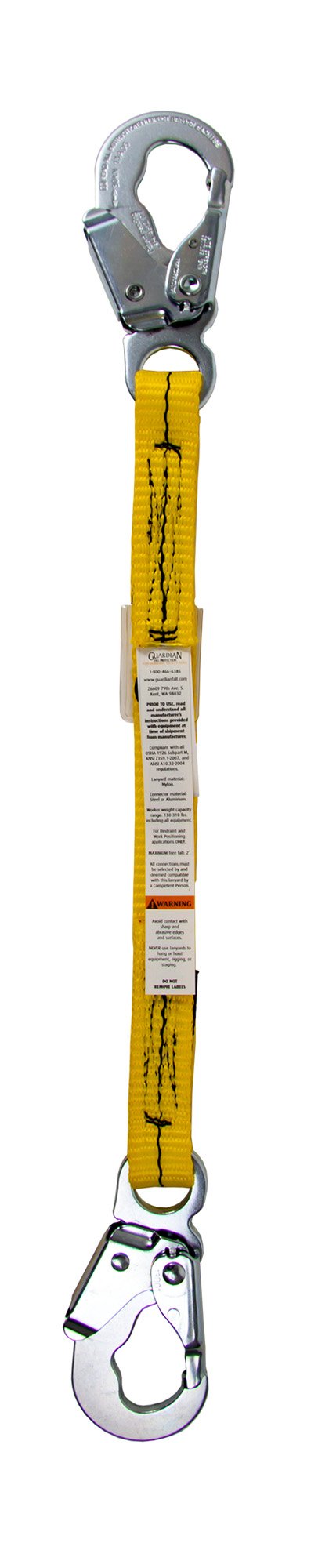GUARDIAN FALL PROTECTION Guardian Fall Protection 01255 3-Foot Single-Leg Non-Shock Absorbing Lanyard