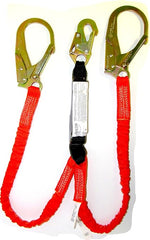 GUARDIAN FALL PROTECTION Guardian Fall Protection 11903 6-Foot Tiger Tail Double Leg Stretch Lanyard with Rebar Hooks