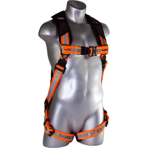 GUARDIAN FALL PROTECTION Guardian Fall Protection 21058 Cyclone Harness Reflective Webbing Quick-Connect Chest Tongue-Buckle Legs XL