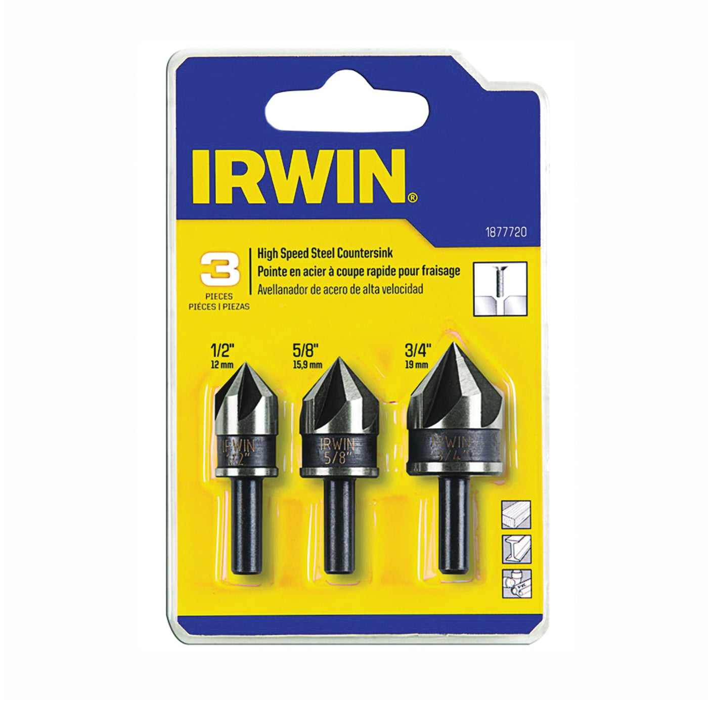IRWIN Irwin 1877720 Countersink Drill Bit Set 3-Piece (82 Degree)