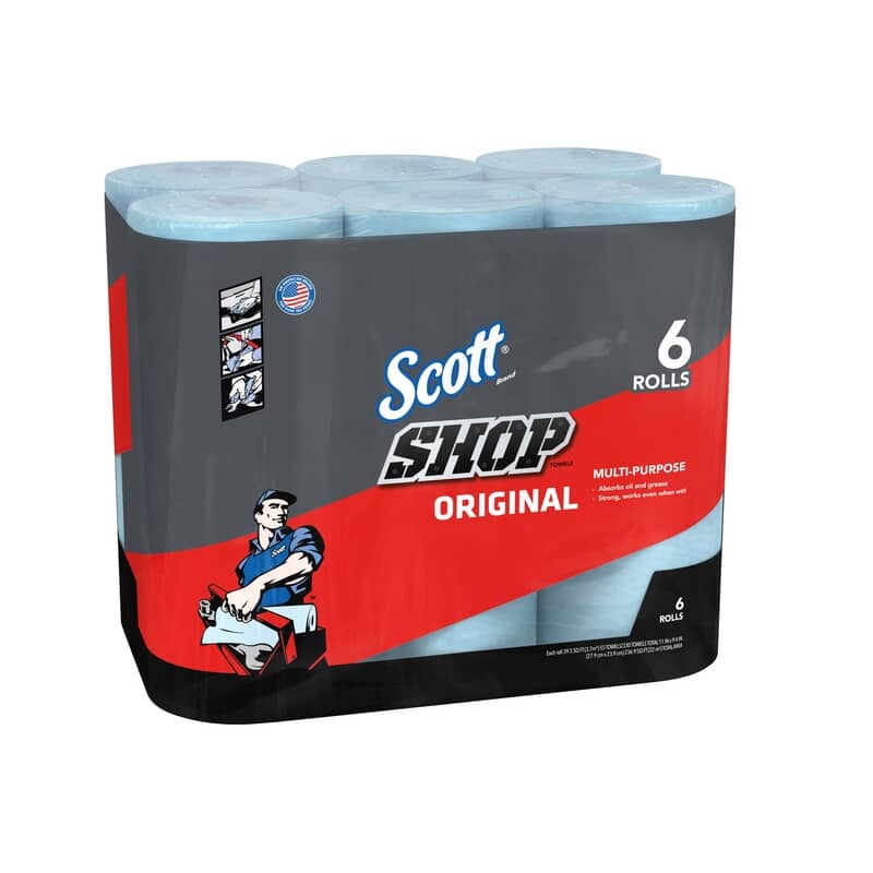 KIMBERLY-CLARK Kimberly-Clark 75180 Scott Shop Towels Absorbent Towel 55 Sheet 1 Ply 6 Pack