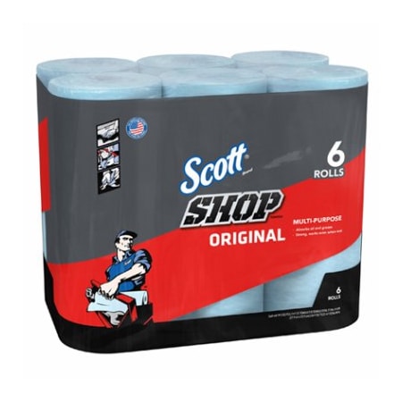KIMBERLY-CLARK Kimberly-Clark 75180 Scott Shop Towels Absorbent Towel 55 Sheet 1 Ply 6 Pack