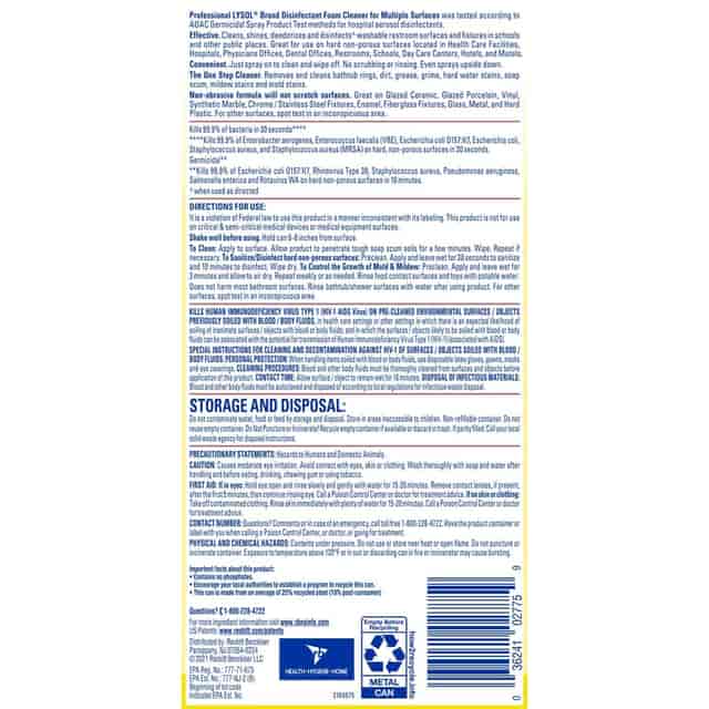 LYSOL Lysol RAC02775CT Professional Disinfectant Foam Cleaner 24 oz 12/Case
