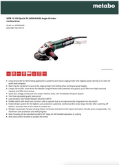 METABO Metabo 646645420 WPB 13-150 Quick DS 12 Amps (6 in)
