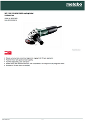 METABO Metabo 646612420 WP 1100-125 Angle Grinder 1100W (4.5/5 in)