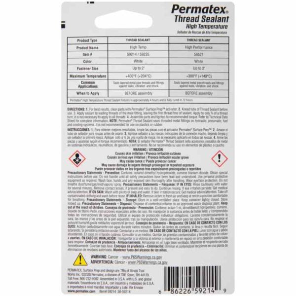 PERMATEX Permatex 59214 High Temperature Thread Sealant 6 ml Tube