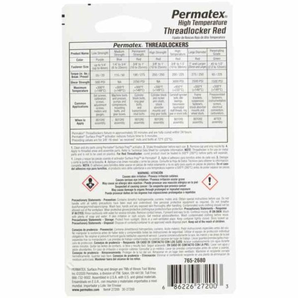 PERMATEX Permatex 27200 High Temperature Threadlocker 10 ml (27225)
