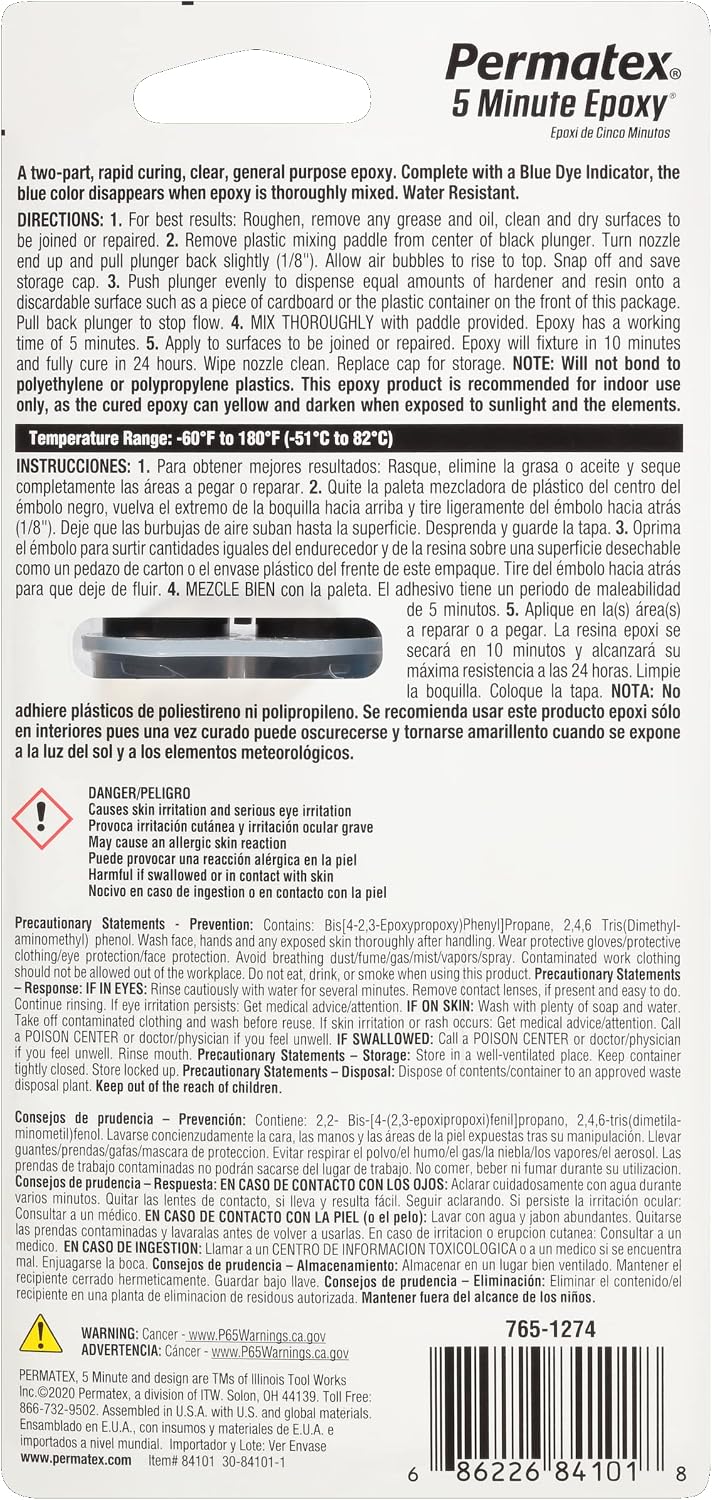 PERMATEX Permatex 84101 PermaPoxy 5 Minute General Purpose Epoxy 0.84 oz (Syringe)