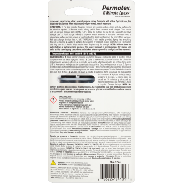 PERMATEX Permatex 84101 PermaPoxy 5 Minute General Purpose Epoxy 0.84 oz (Syringe)