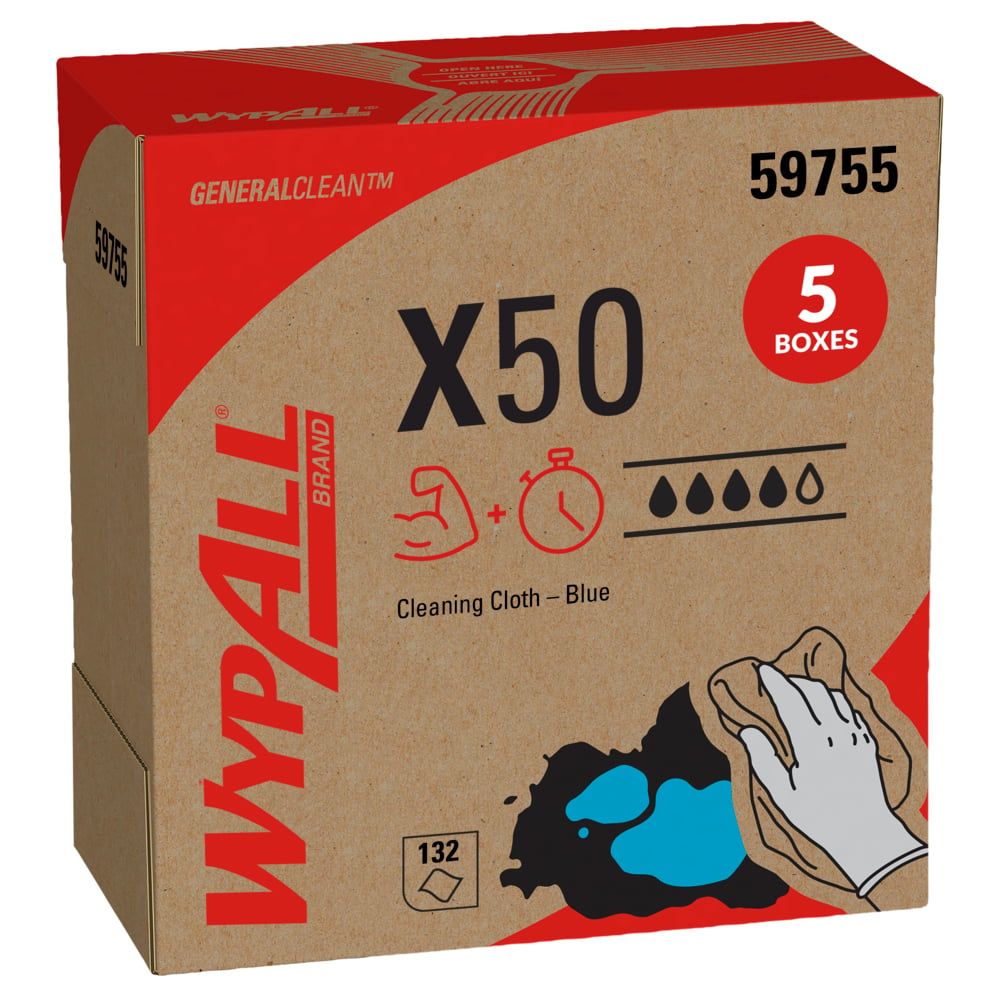 WYPALL Wypall 59755 X50 cleaning cloth 12.5 x 9 in (132 count/box, 5 boxes/case)