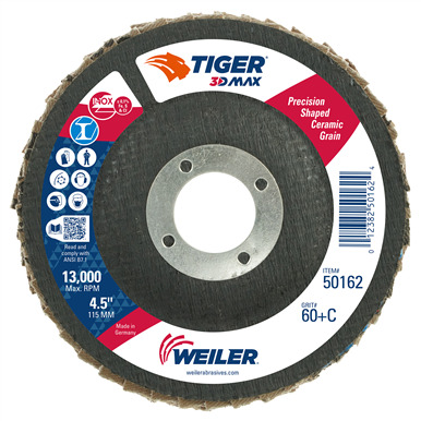 WEILER Weiler 50162 Tiger 3D Max abrasive flap disc (4-1/2 in, Type 29, 7/8 in arbor)