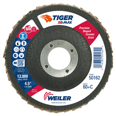 WEILER Weiler 50162 Tiger 3D Max abrasive flap disc (4-1/2 in, Type 29, 7/8 in arbor)