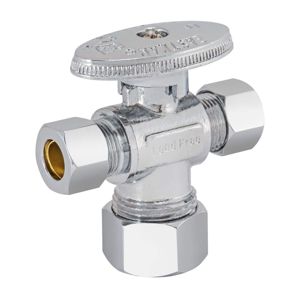EASTMAN Eastman 48652LF Quarter-Turn Dual Outlet 3-Way Stop Valve (3/8 x 3/8 x 5/8 in.)