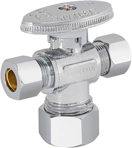 EASTMAN Eastman 48652LF Quarter-Turn Dual Outlet 3-Way Stop Valve (3/8 x 3/8 x 5/8 in.)