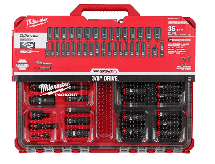 MILWAUKEE Milwaukee 49-66-6805 Shockwave Impact Duty Socket Set 3/8 Drive 36-Piece