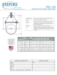EMPIRE INDUSTRIES Empire Industries 110G0400 Clevis Light Weight Electro-Galvanized 4 in (4 in pipe, 1/2 in rod)