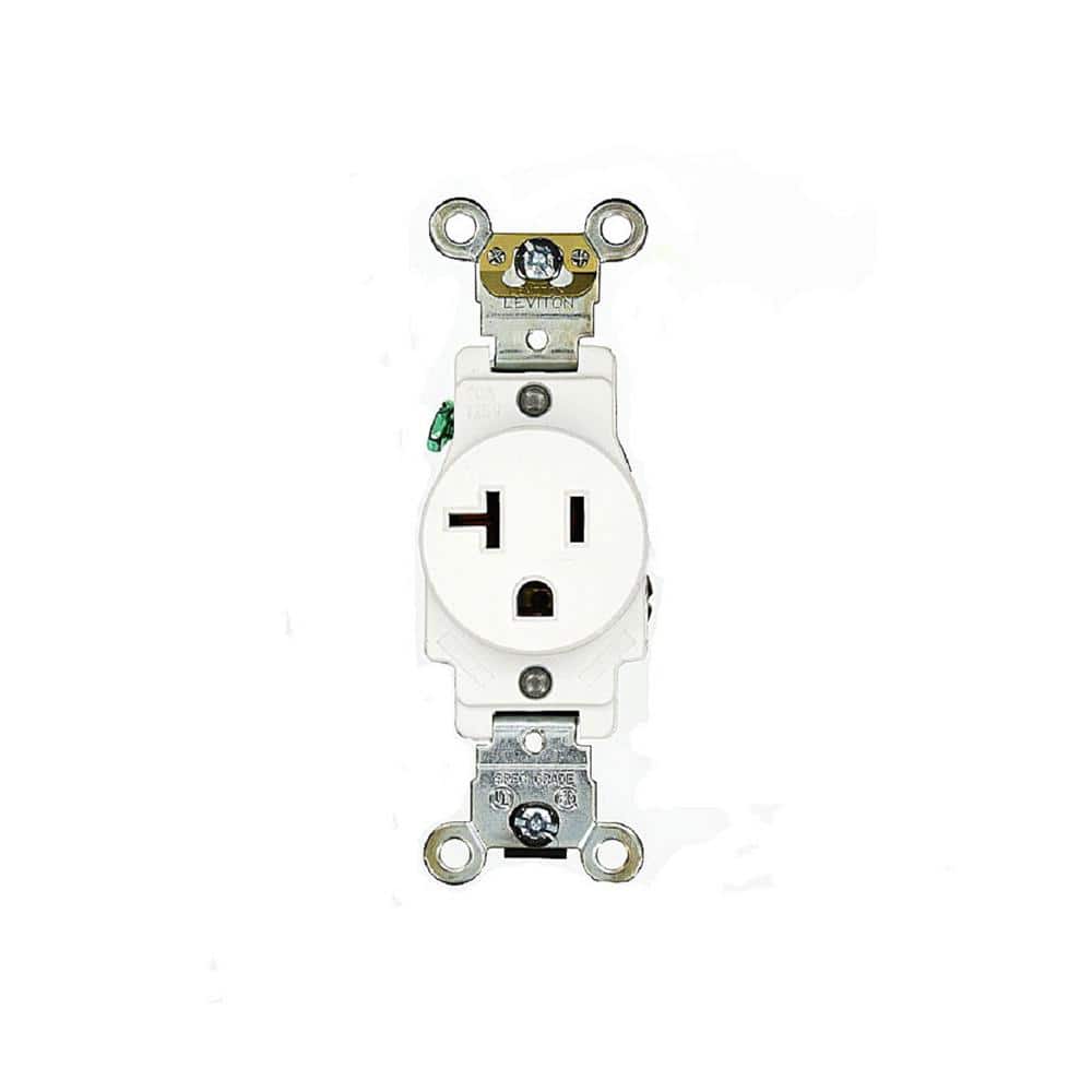 LEVITON Leviton 5361-W Single Receptacle Straight Blade 20 Amp 125 Volt (Single) RR201W
