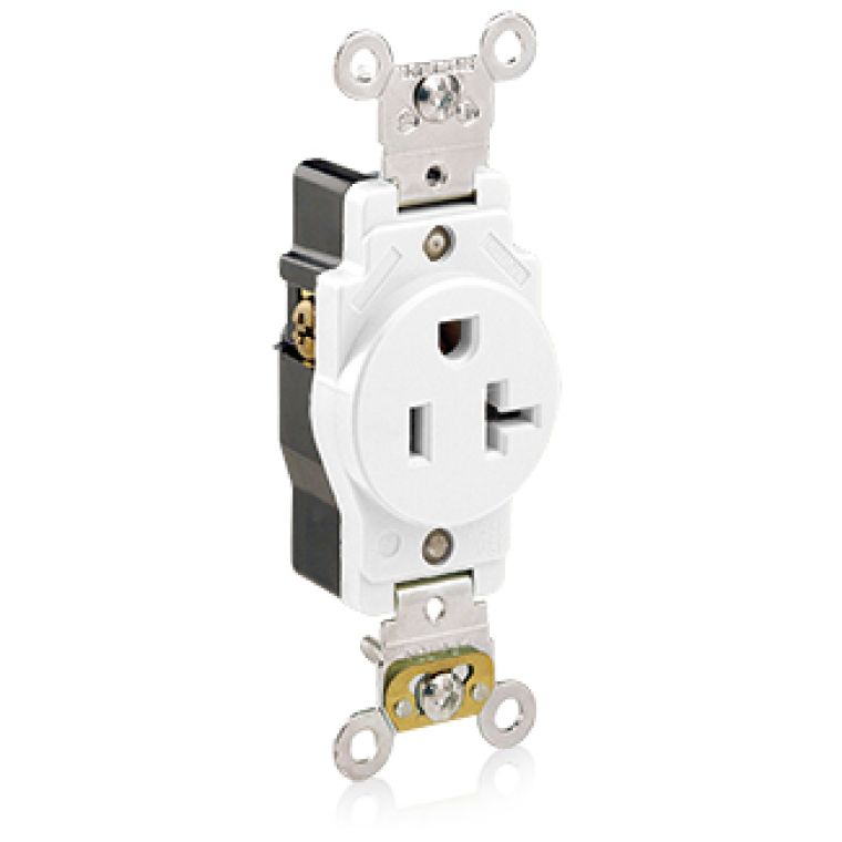 LEVITON Leviton 5361-W Single Receptacle Straight Blade 20 Amp 125 Volt (Single) RR201W