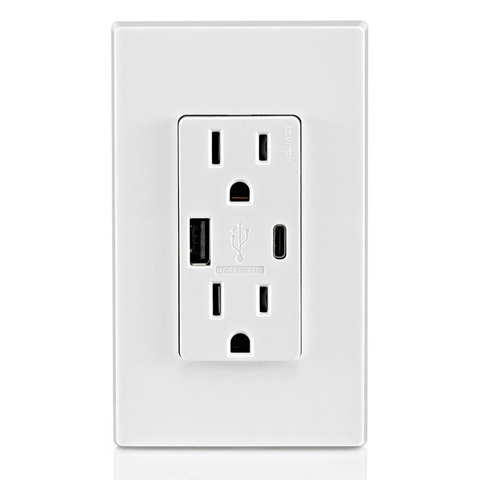 LEVITON Leviton T5638-20W 18W USB Type A/Type-C Wall Outlet Charger 15A (Single) T5638-20W