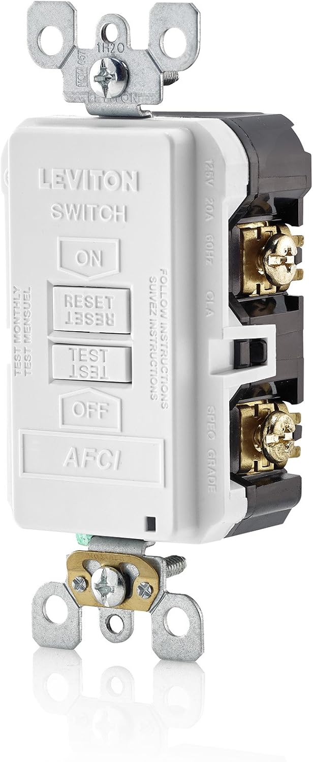 LEVITON Leviton AFRBF-W SmartlockPro Blank Face Afci Receptacle 20-Amp 120-Volt (1 Pack) AFRBF-W