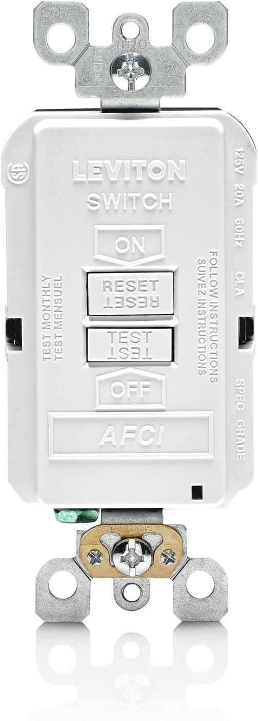 LEVITON Leviton AFRBF-W SmartlockPro Blank Face Afci Receptacle 20-Amp 120-Volt (1 Pack) AFRBF-W