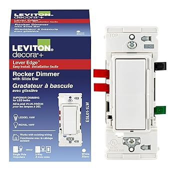 LEVITON Leviton ESL01-1LW Decora Lever Edge Rocker Slide Dimmer 150W (1 Pack)
