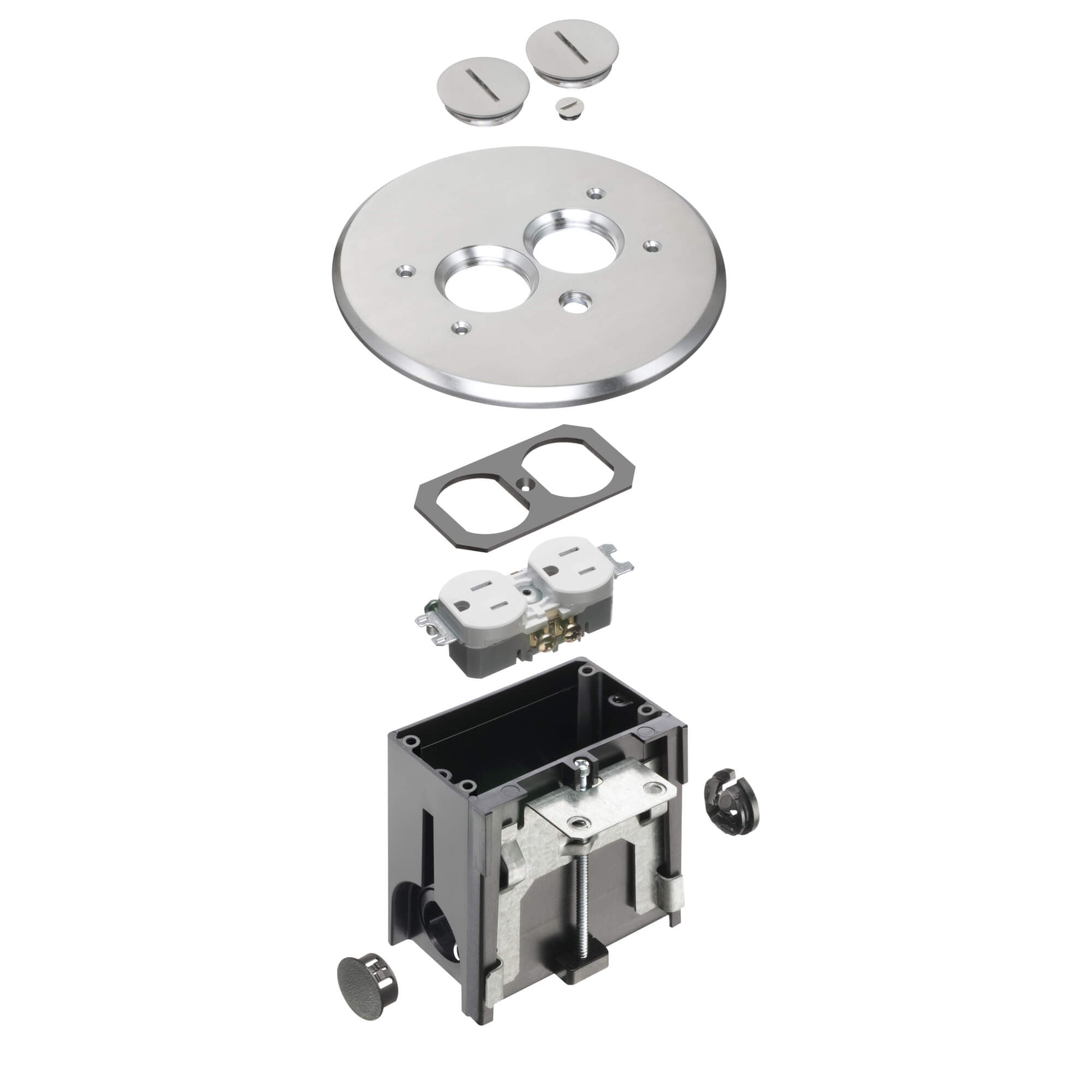 ARLINGTON Arlington FLBAR101NL Adjustable Round Metallic Floor Box 1-Gang