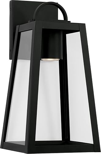 CAPITAL LIGHTING Capital Lighting 943711BK-GL Leighton One Light Outdoor Wall Lantern 7W (8 inches W x 16 inches H) 943711BK-GL