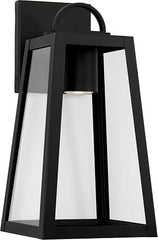 CAPITAL LIGHTING Capital Lighting 943711BK-GL Leighton One Light Outdoor Wall Lantern 7W (8 inches W x 16 inches H) 943711BK-GL