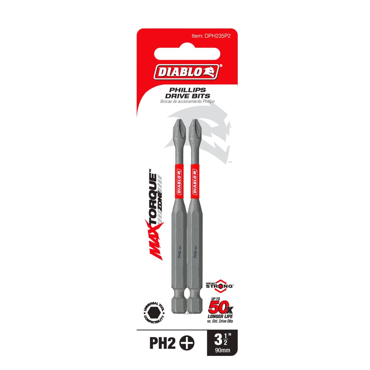 DIABLO Diablo DPH235P2 3-1/2 in #2 Phillips Drive Bit (2-Pack)