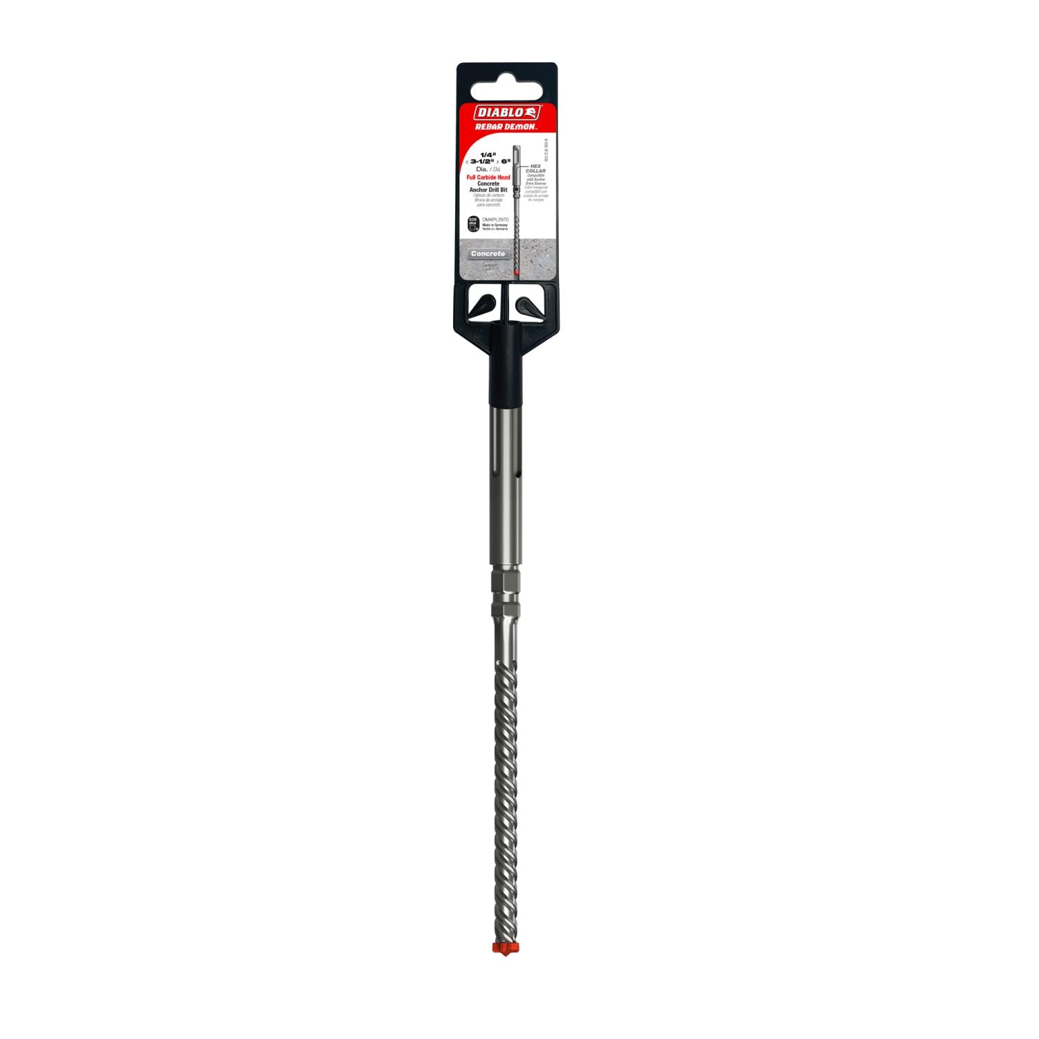 DIABLO Diablo DMAPL2970 SDS-Plus Full Carbide Head Concrete Anchor Hammer Drill Bit 1/4 in. x 3-1/2 in. x 6 in.