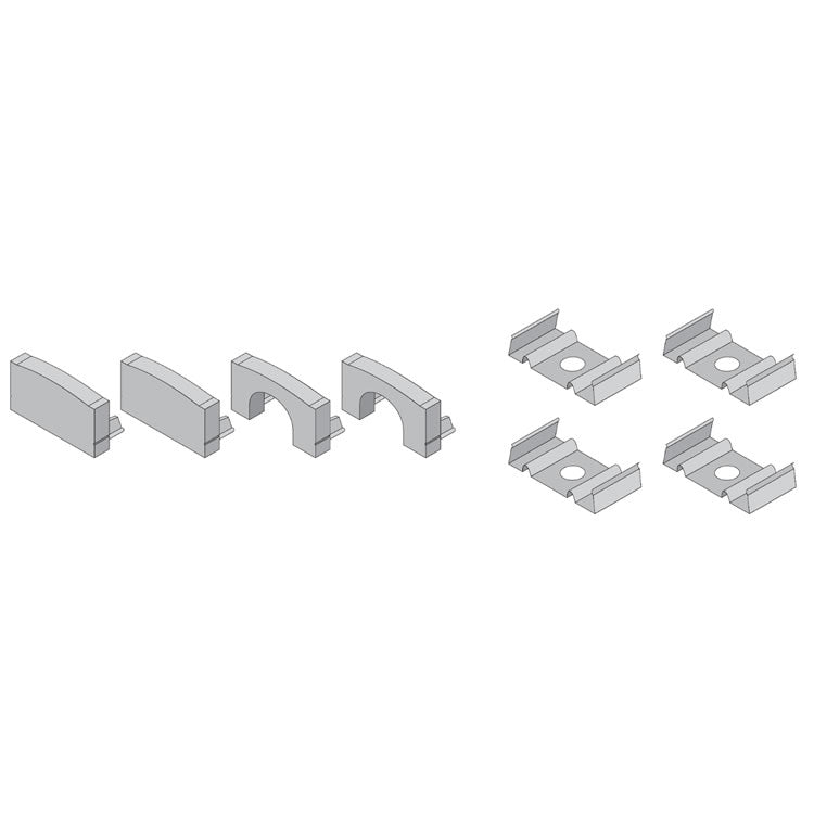 DIODE LED Diode Led DI-CHB-S1-ACC S1 Channel Accessory Pack (2 Open End Caps, 2 Closed End Caps, 4 Mounting Clips)