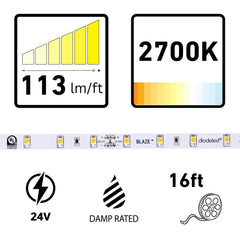 DIODE LED Diode Led DI-24V-BLBSC1-27-016 Blaze 100 LED Tape Light 24V (16.4 ft spool) DI-24V-BLBSC1-27-016