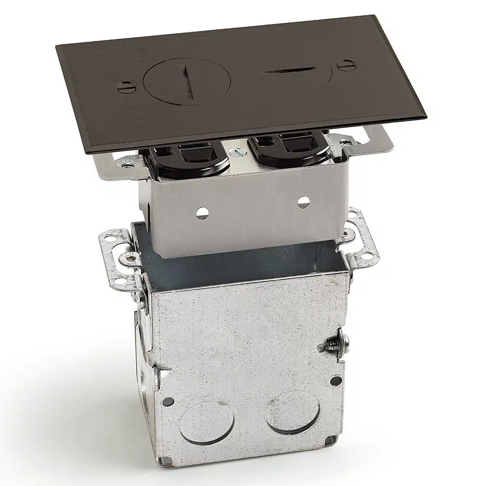 LEW ELECTRIC Lew Electric SWB-2 Complete Floor Box Duplex 15A (1 Gang / 18 cu-in) RRP-2-BR