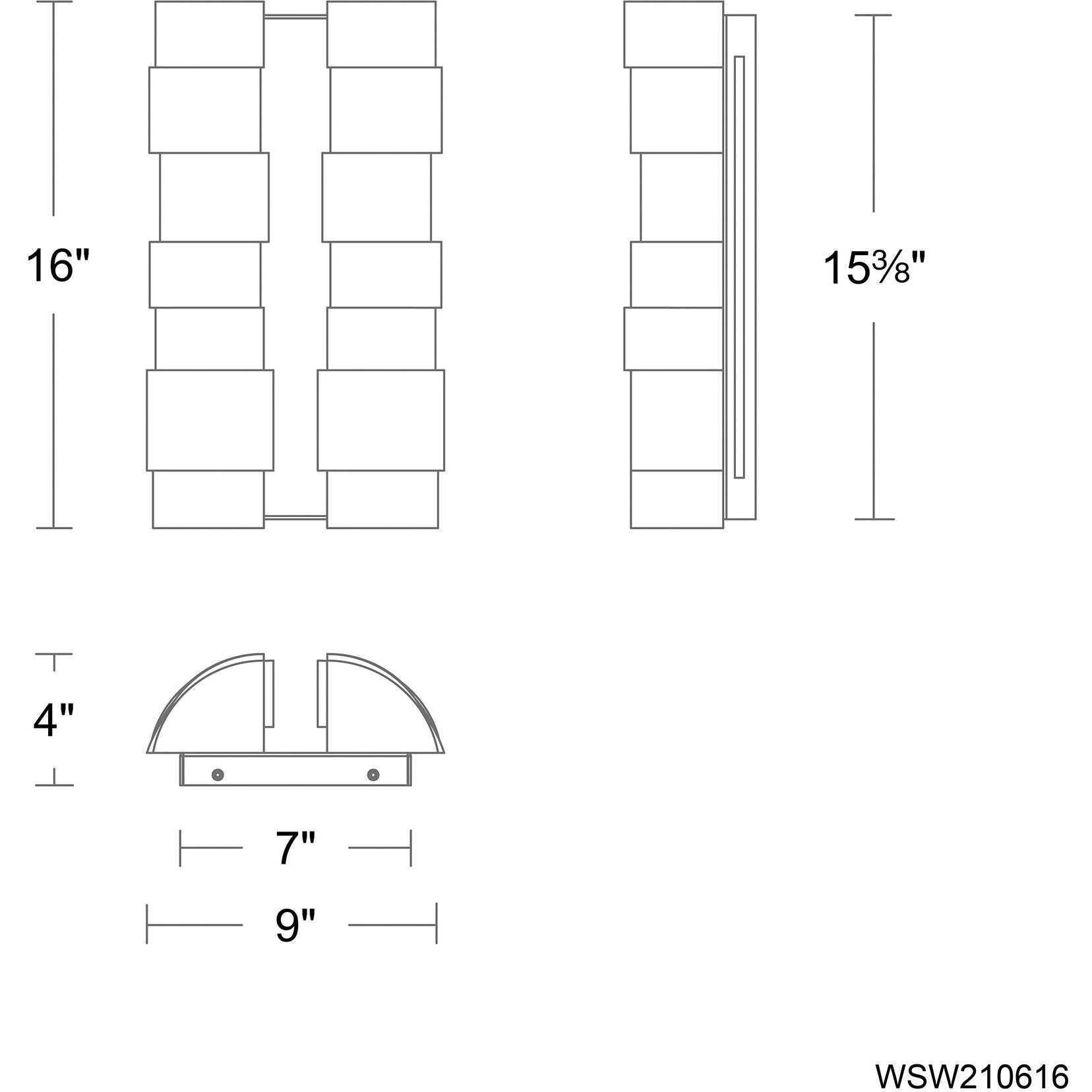 MODERN FORMS Modern Forms WSW210616-BV/BK Formation LED Outdoor Wall Sconce 5W (16in) WSW210616-BV/BK