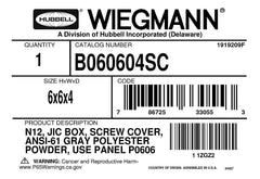 WIEGMANN Wiegmann B060604SC NEMA 12/13 Wall Mount Enclosure 6 x 6 x 4 in