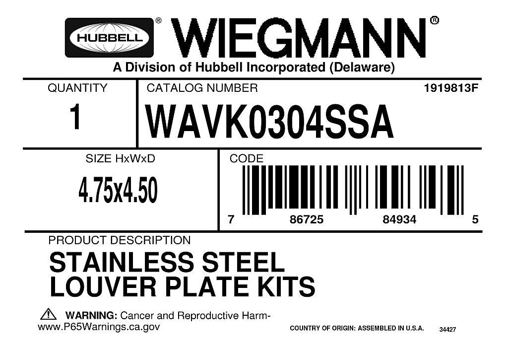 WIEGMANN Wiegmann WAVK0304SSA Louver Vent 4.75 x 4.50 in (HxW)